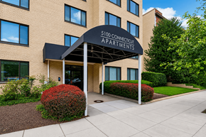 Washington apartment for rent - The front of a building with the sign 5100 Connecticut Apartments.