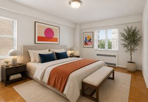 Washington apartment for rent - A bedroom with a large bed and a painting on the wall.