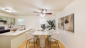 Kansas City apartment for rent - a dining room with a white table and chairs