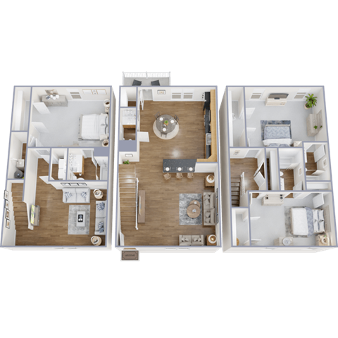 Floor plan for 3 beds, 3.5 baths, 2000 sqft