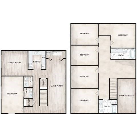 Floor plan for 6 beds, 2.5 baths, 2750 sqft