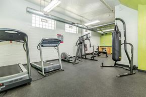 Lafayette apartment for rent - A gym with treadmills, weights, and a punching bag.