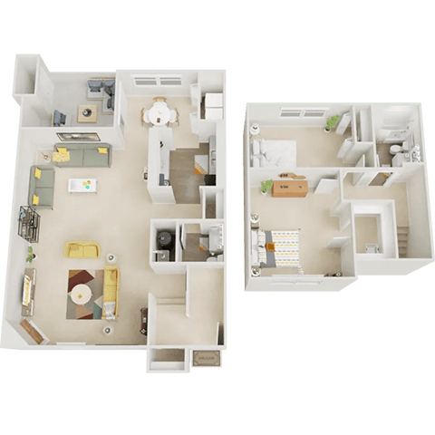 Floor plan for 2 beds, 1.5 baths, 1170 sqft