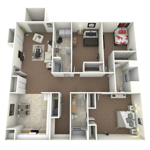 Floor plan for 3 beds, 3 baths