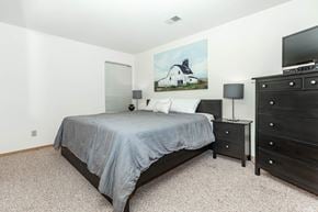 Dekalb apartment for rent - A bedroom with a bed, nightstand, and dresser.