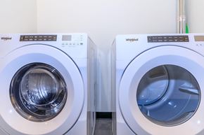 Bloomington apartment for rent - Two Whirlpool washing machines side by side.