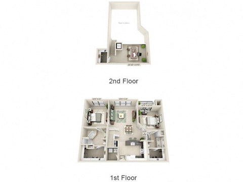 Floor plan for 2 beds, 2 baths, 1509 sqft