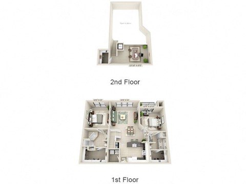 Floor plan for 2 beds, 2 baths, 1509 sqft
