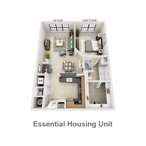 Floor plan for 1 bed, 1 bath, 816 sqft