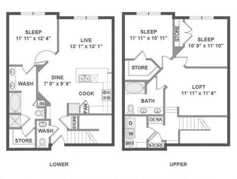 Floor plan for 3 beds, 2 baths, 1751 sqft