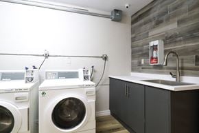 Toronto apartment for rent - a washer and dryer in a laundry room with a sink