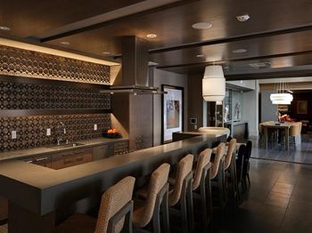 Club room with demonstration kitchen
