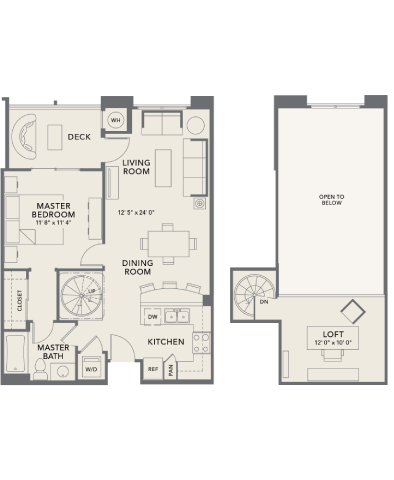 Floor plan for 1 bed, 1 bath, 928 sqft