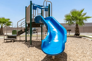 Blue slide in playground
