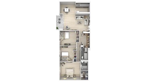 Floor plan for 3 beds, 2 baths, 1482 sqft