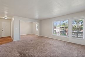 Pikesville apartment for rent - an empty living room with a large window and carpeting
