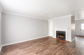 Madison apartment for rent - A room with a fireplace and wood flooring.