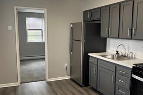 Philadelphia apartment for rent - a kitchen with a sink and a refrigerator