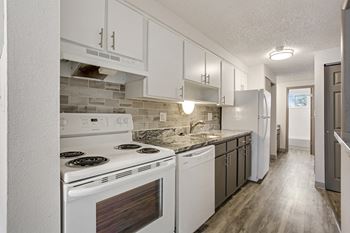 Kitchen with white appliances