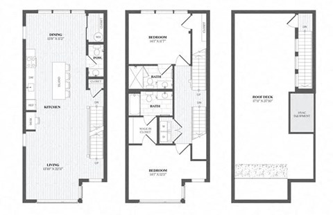 Floor plan for 2 beds, 2 baths, 1660 sqft