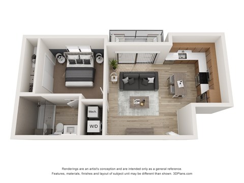 Floor plan for 1 bed, 1 bath, 706 sqft