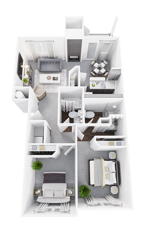 Floor plan for 2 beds, 2 baths, 946 sqft