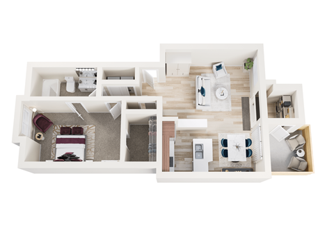 Floor plan for 1 bed, 1 bath, 800 sqft