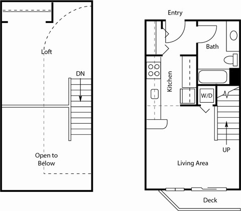 Floor plan for 1 bed, 1 bath, 655 sqft