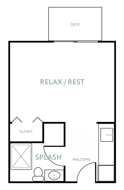 Floor plan for studio, 1 bath, 337 sqft
