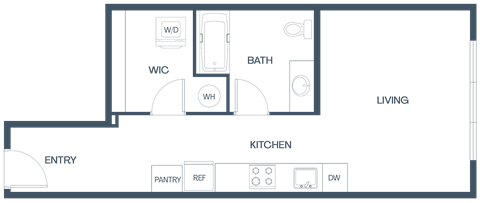 Floor plan for studio, 1 bath, 556 sqft