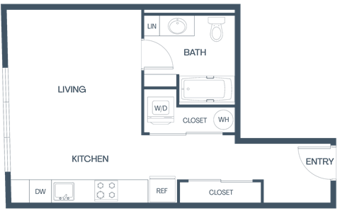 Floor plan for studio, 1 bath, 460 sqft