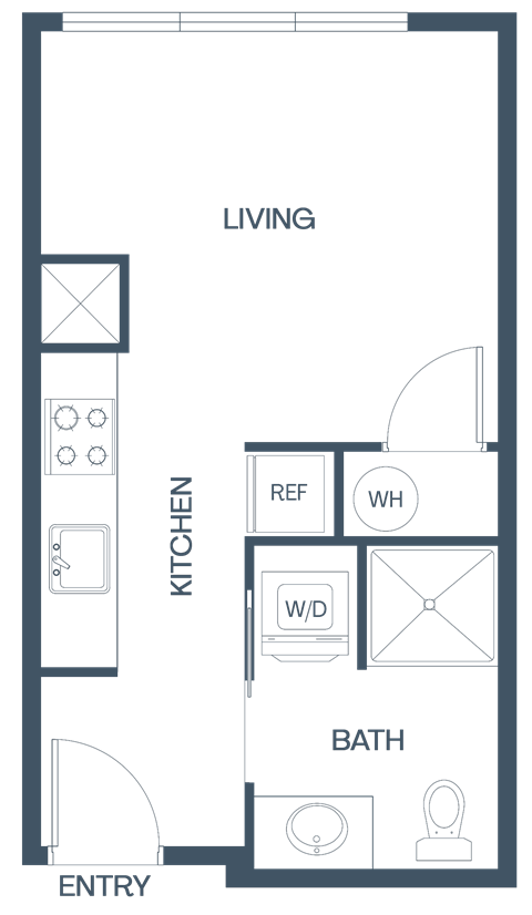 Floor plan for studio, 1 bath, 339 sqft