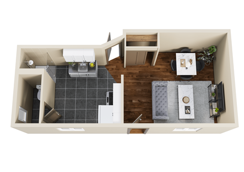 Floor plan for studio, 1 bath, 450 sqft