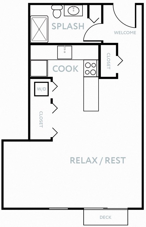 Floor plan for studio, 1 bath, 515 sqft