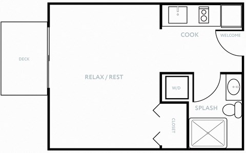 Floor plan for studio, 1 bath, 337 sqft