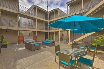 Landscaped courtyard & pond