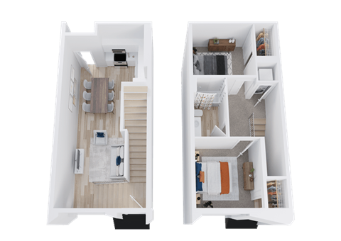 Floor plan for 2 beds, 1.5 baths, 1058 sqft