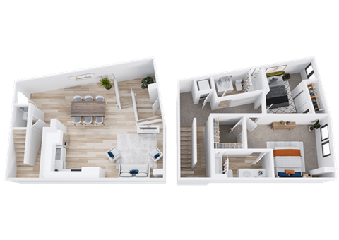 Floor plan for 2 beds, 2.5 baths, 1616 sqft