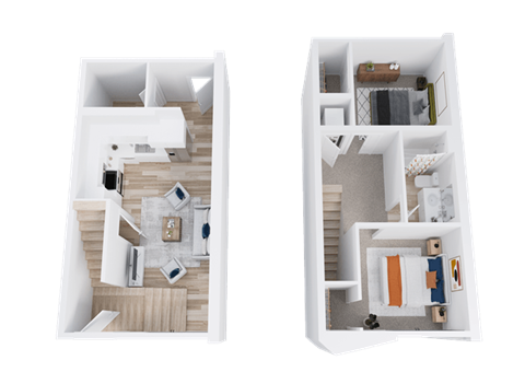 Floor plan for 2 beds, 1.5 baths, 1025 sqft