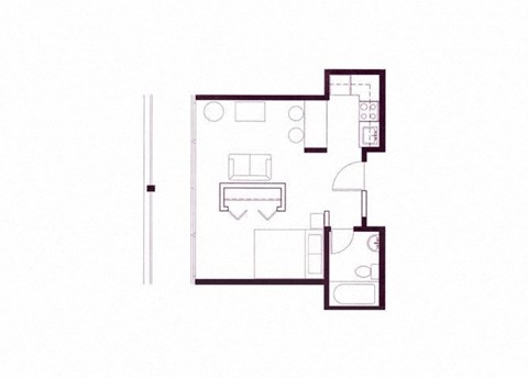 Floor plan for studio, 1 bath, 356 sqft