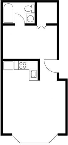 Floor plan for 1 bed, 1 bath, 426 sqft