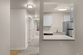 Lakewood apartment for rent - a kitchen with a sink and a refrigerator in a house at Bellamy Park Apartments , Lakewood, 98498