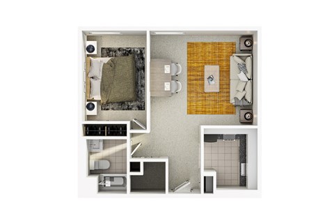 Floor plan for 1 bed, 1 bath