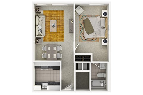 Floor plan for 1 bed, 1 bath