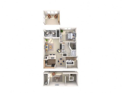Floor plan for 1 bed, 1 bath, 1140 sqft