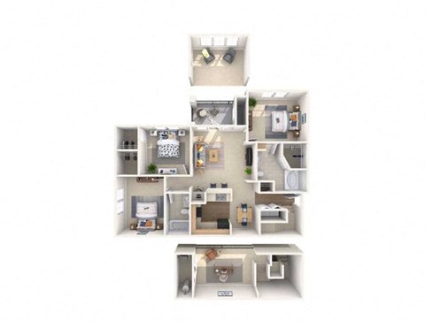 Floor plan for 3 beds, 2 baths, 1495 sqft