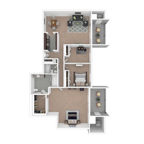 Floor plan for 3 beds, 2 baths