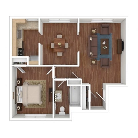 Floor plan for 1 bed, 1 bath, 540 sqft