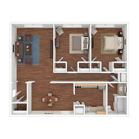 Floor plan for 2 beds, 1 bath, 660 sqft