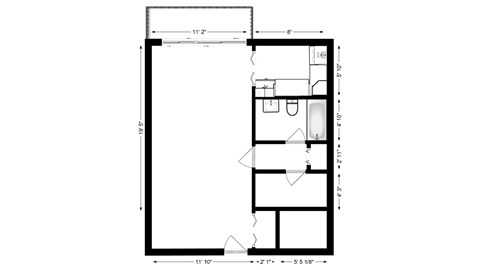 Floor plan for studio, 1 bath, 497 sqft
